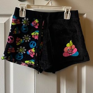 Black emoji pajama shorts